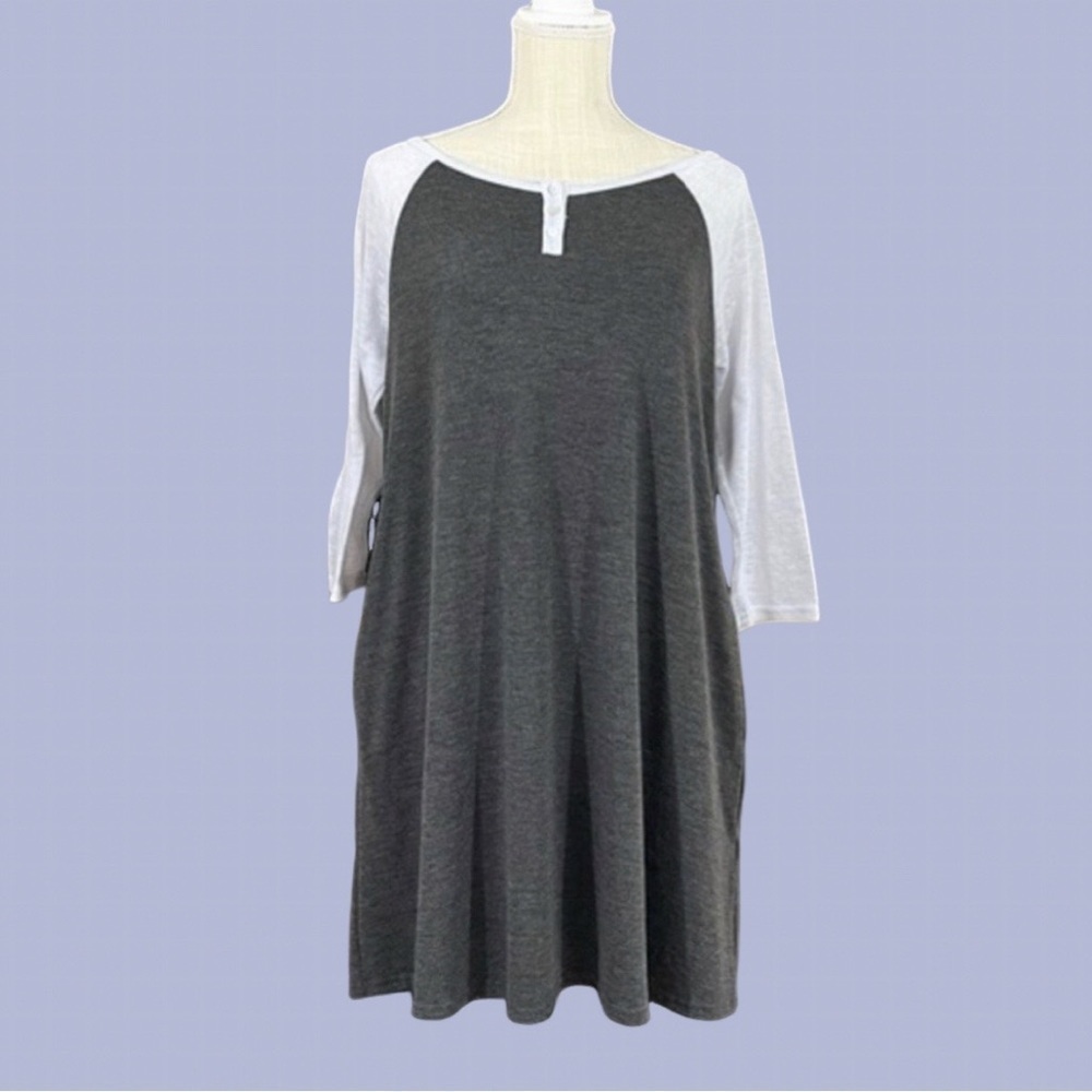 Umgee Raglan Mini a Line Henley Dress